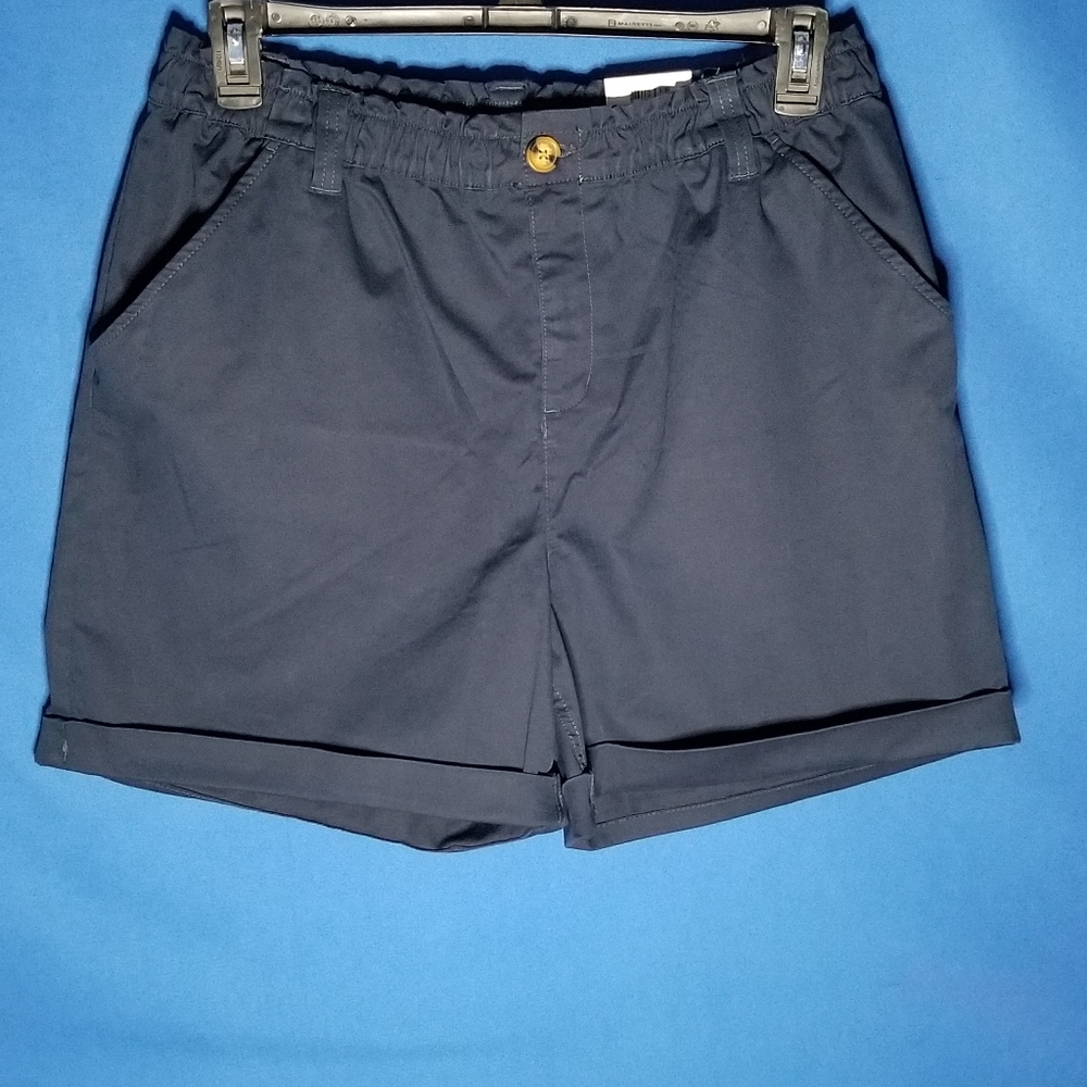 Style & Co High-Rise Cuffed Shorts Elastic Waistband Front Pockets